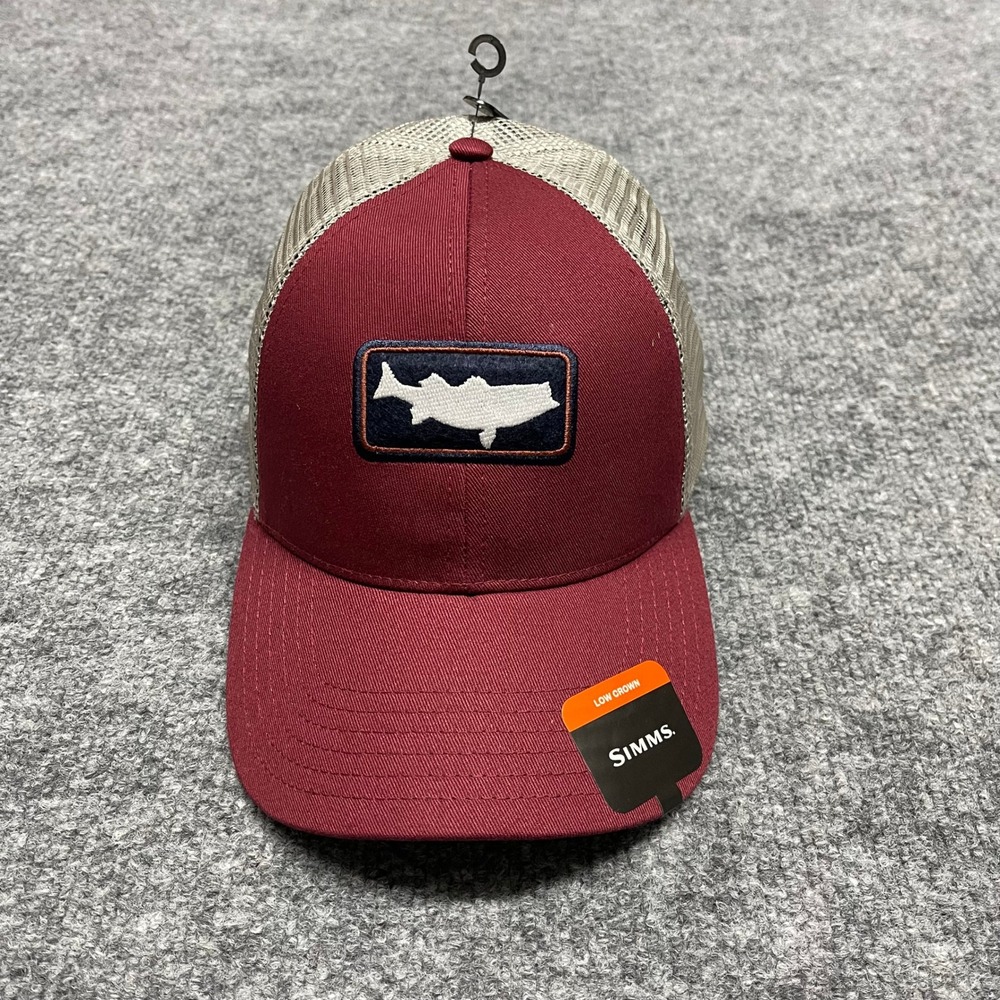 Simms Hat Cap Rusty Red CBP Striper Icon Trucker Low Crown Fishing Mesh Snapback